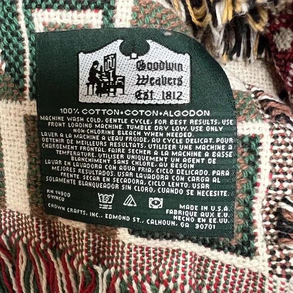 Christmas Santa Goodwin Weavers Throw Blanket 58" x 48" 100% Cotton Afghan USA - Picture 6 of 9